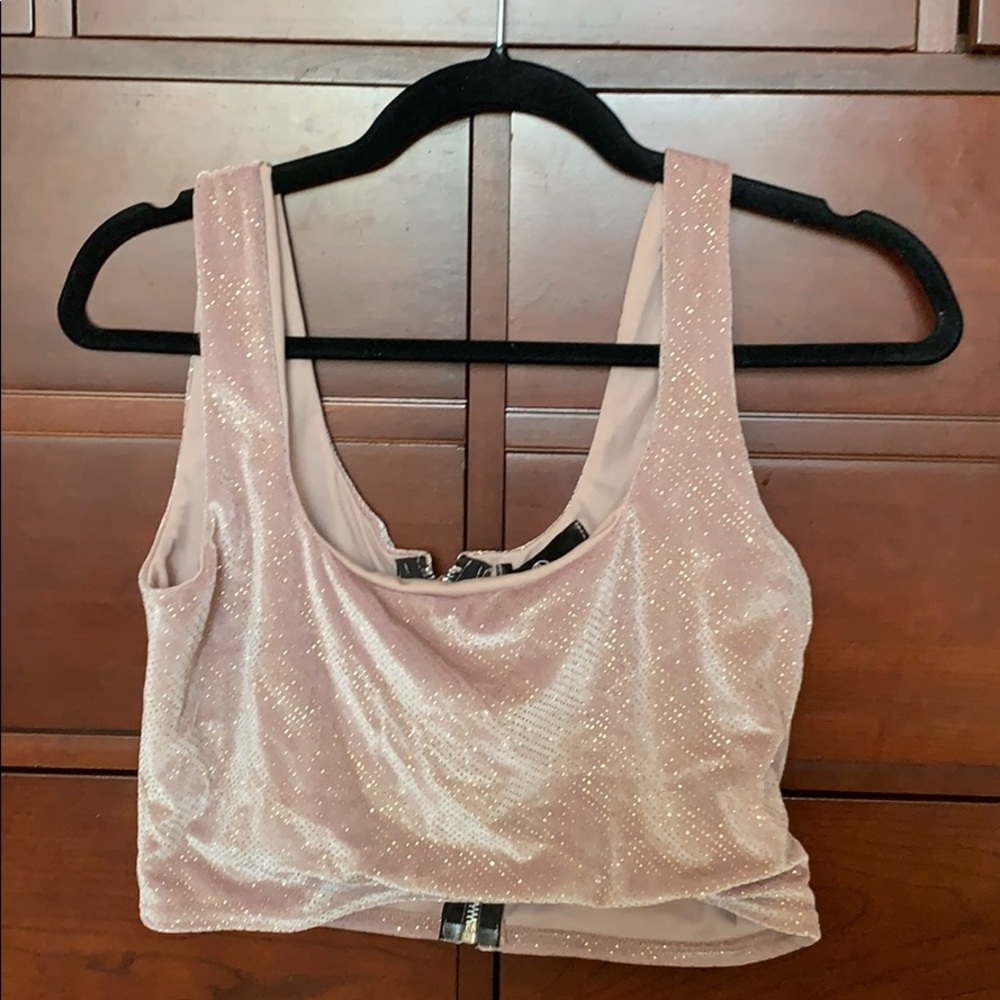 Mauve Lilac and Gold Metallic Crop Tank